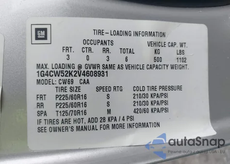1997 Buick Park Avenue from USA, damaged, VIN 1G4CW52K2V4608931